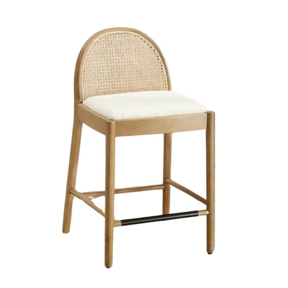 Rattan Mid-Century Bar Stool Set