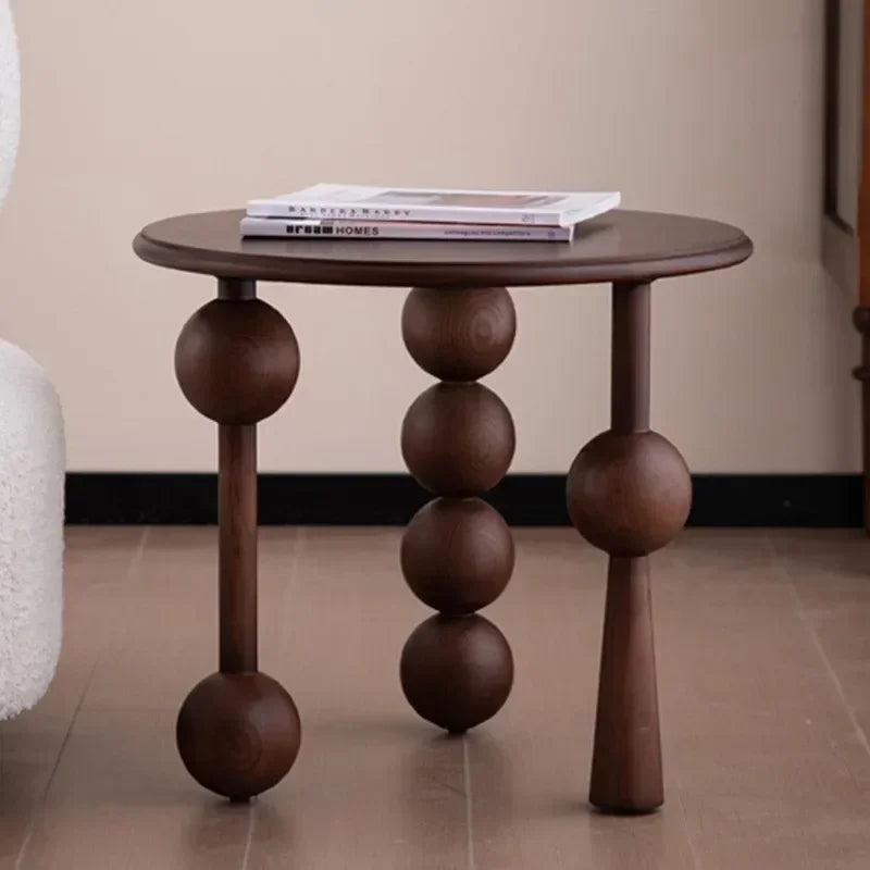 Solid Wood Ball-Leg Side Table