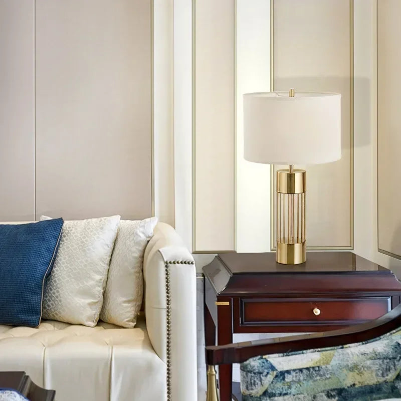 Gold Accent Table Lamp with Fabric Shade