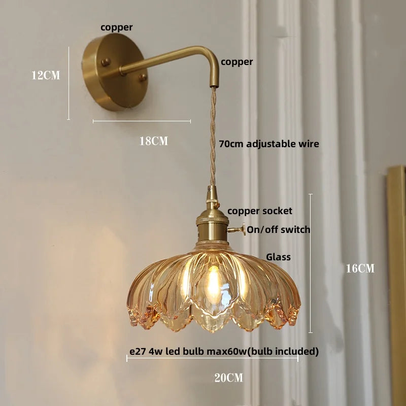 Vintage Green Glass Wall Sconce