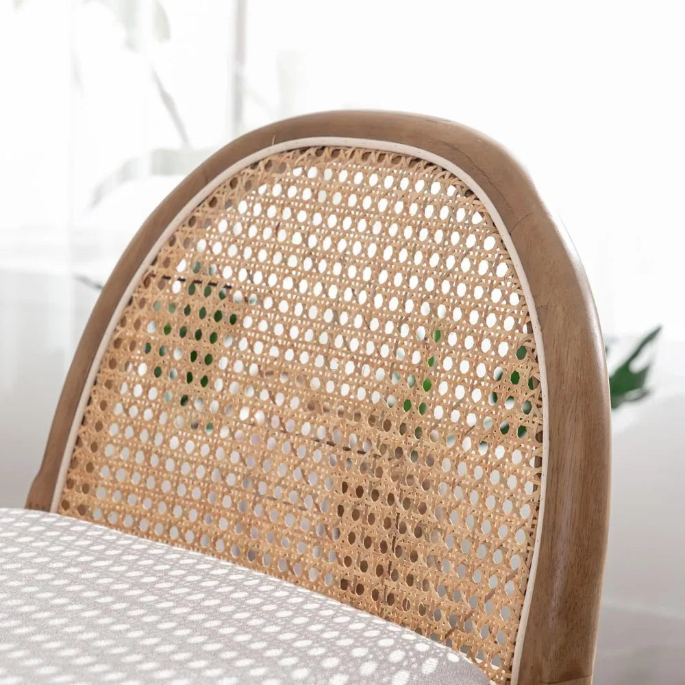 Rattan Mid-Century Bar Stool Set