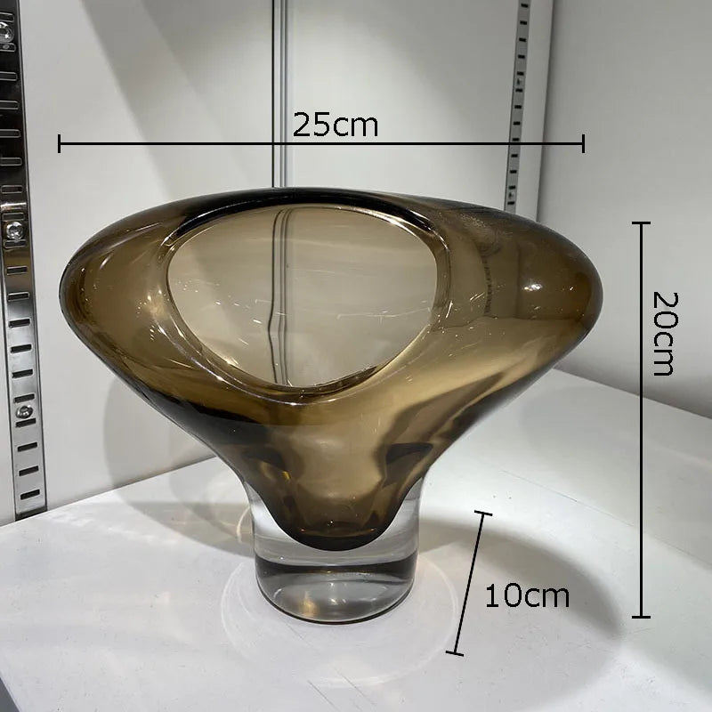 Abstract Amber Glass Vase