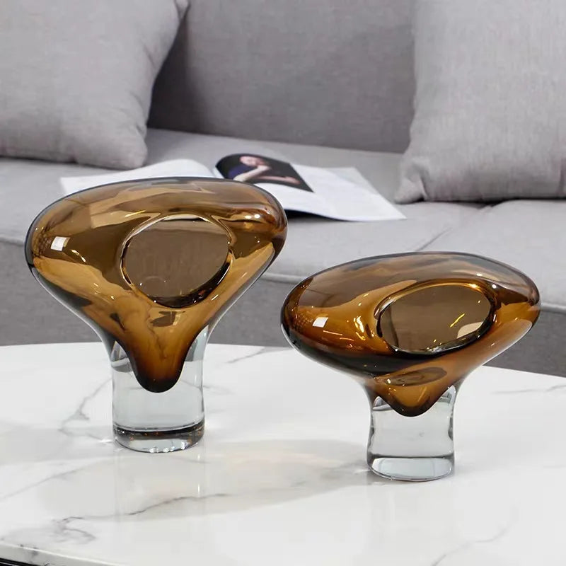 Abstract Amber Glass Vase