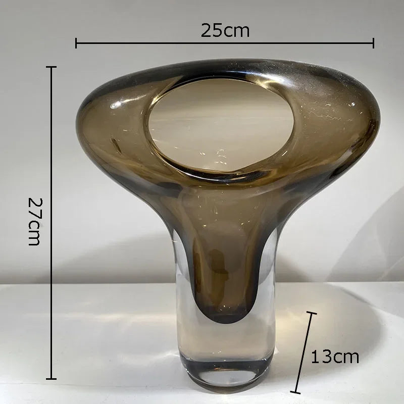 Abstract Amber Glass Vase