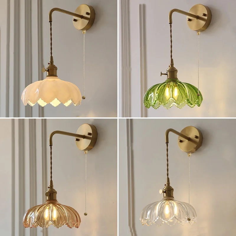 Vintage Green Glass Wall Sconce