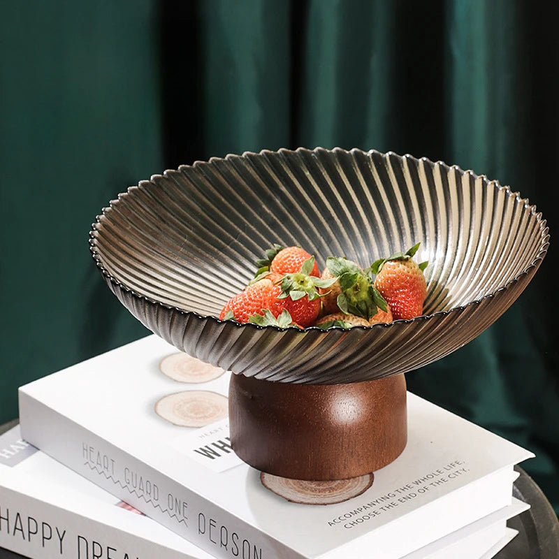 Modern Ribbed Glass Bowl