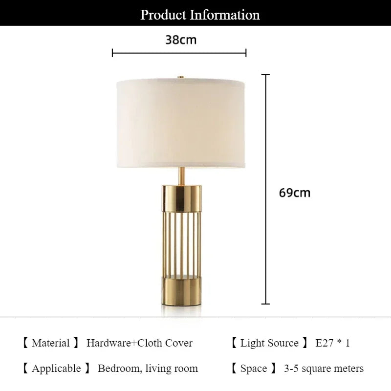 Gold Accent Table Lamp with Fabric Shade