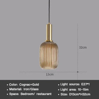 Nordic Striped Glass Pendant Lights