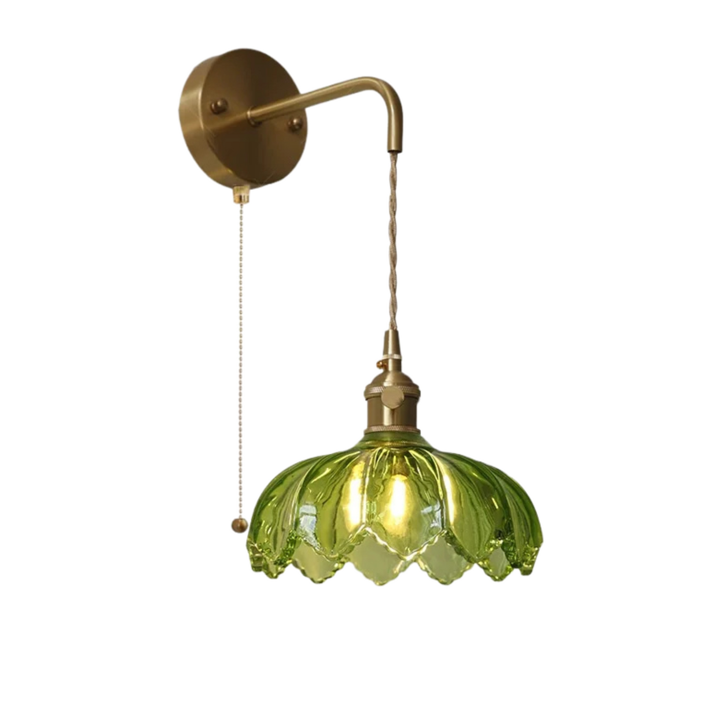 Vintage Green Glass Wall Sconce