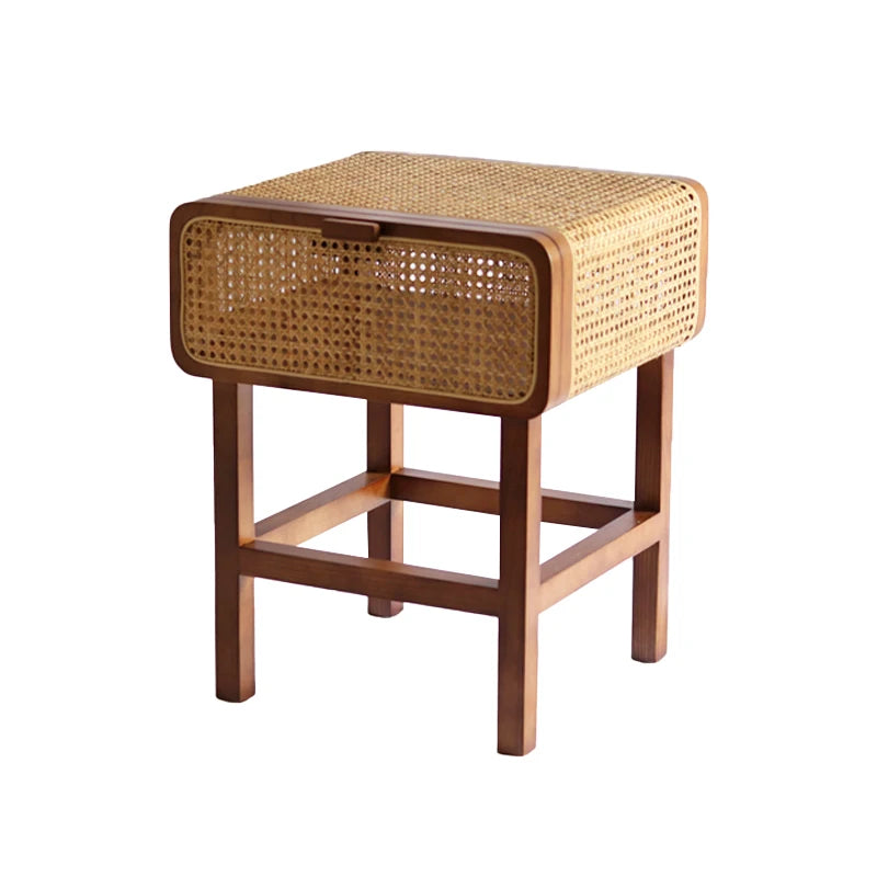 Rattan & Wood Nightstand
