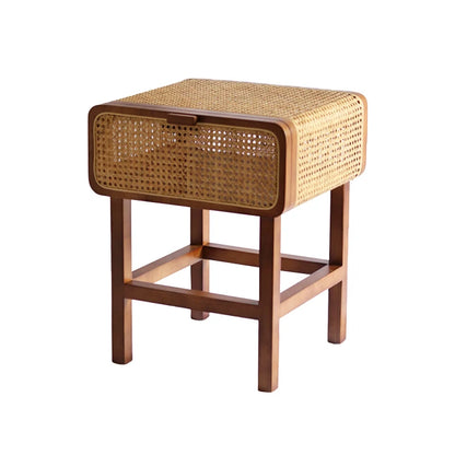 Rattan & Wood Nightstand