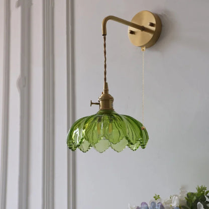 Vintage Green Glass Wall Sconce