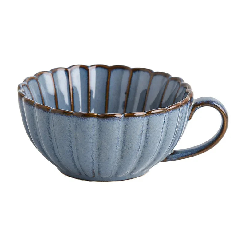 Fluted Ceramic Teacup & Saucer