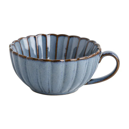 Fluted Ceramic Teacup & Saucer