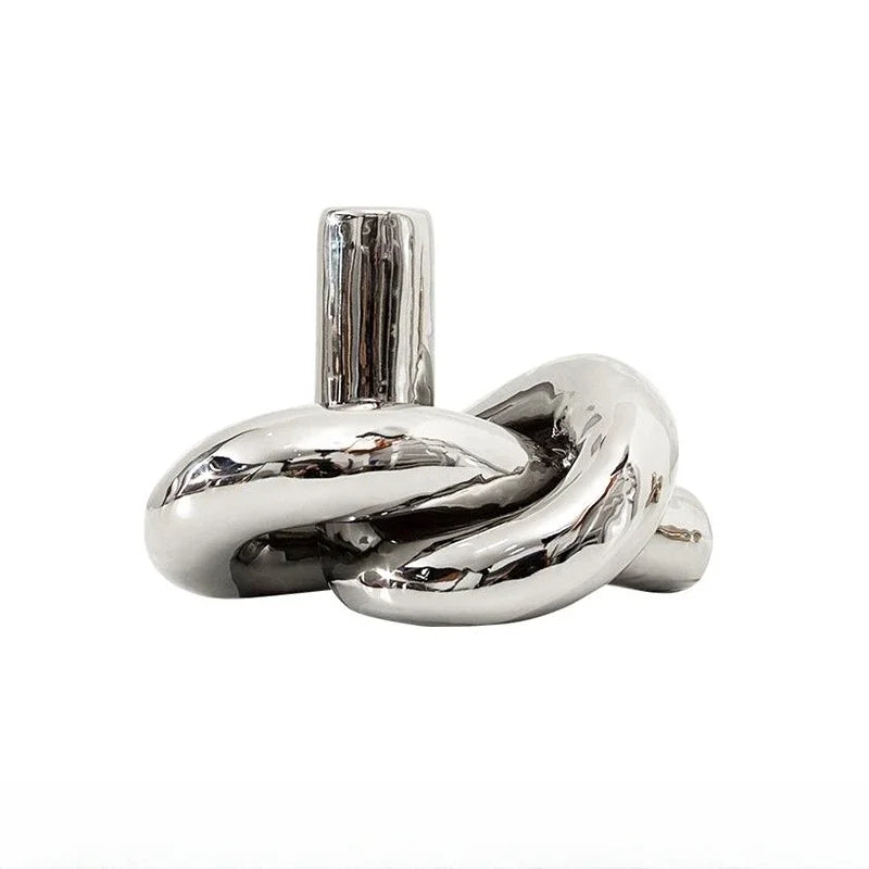 Modern Silver Knot Sculpture