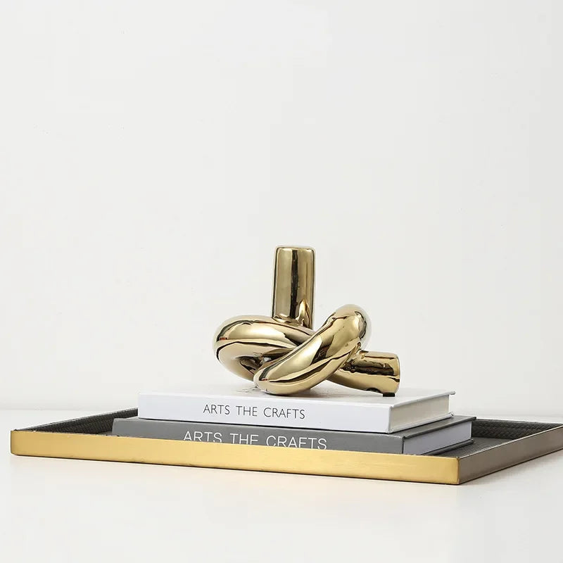 Modern Silver Knot Sculpture
