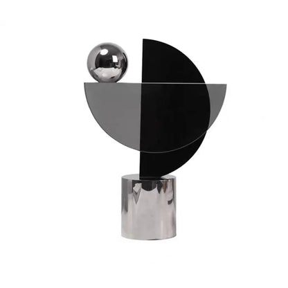 Modern Glass & Metal Geometric Sculpture