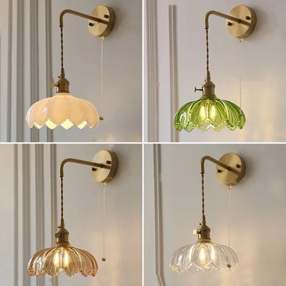 Vintage Green Glass Wall Sconce