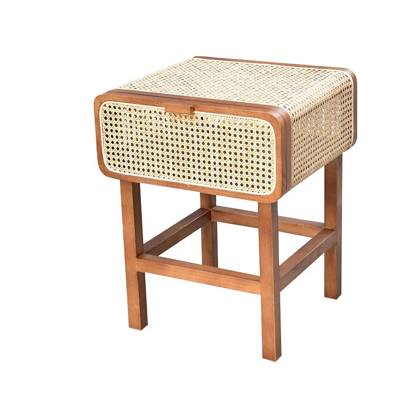 Rattan & Wood Nightstand