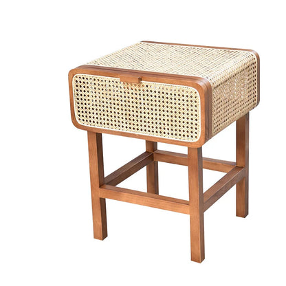 Rattan & Wood Nightstand