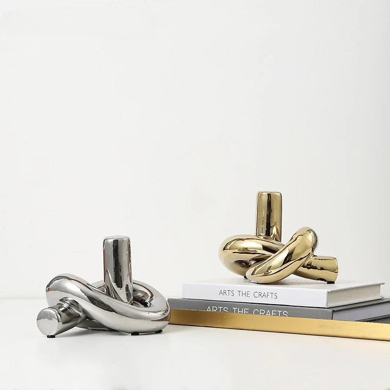 Modern Silver Knot Sculpture