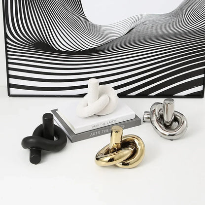 Modern Silver Knot Sculpture