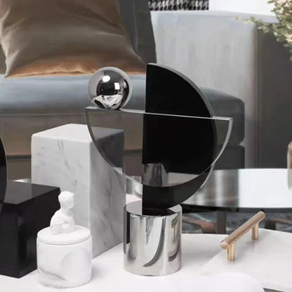 Modern Glass & Metal Geometric Sculpture