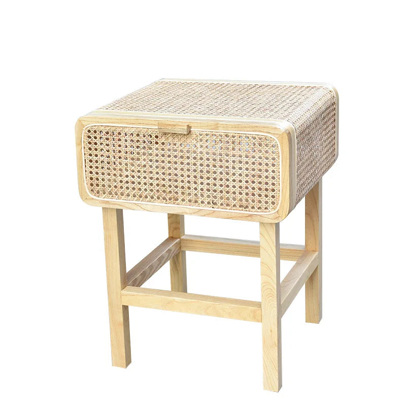Rattan & Wood Nightstand