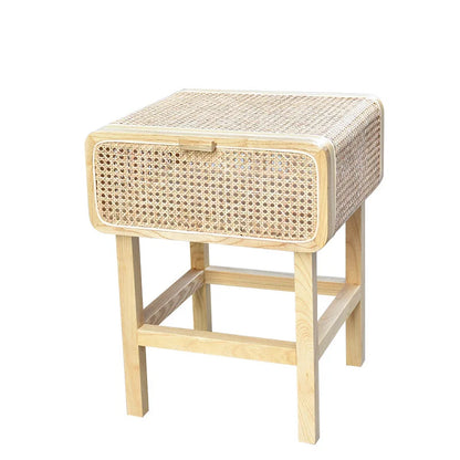 Rattan & Wood Nightstand