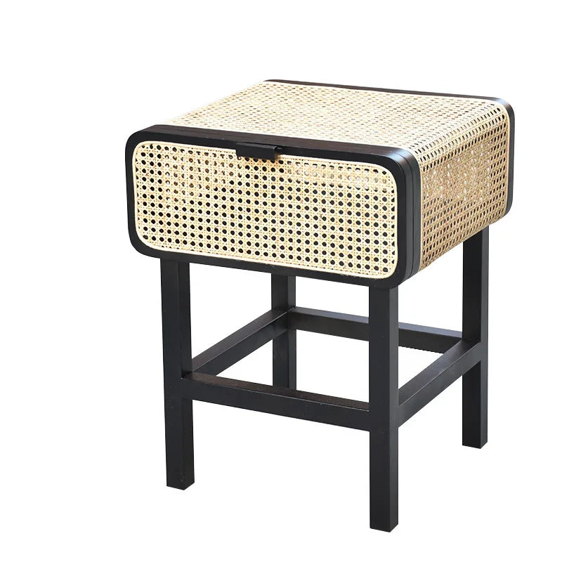 Rattan & Wood Nightstand
