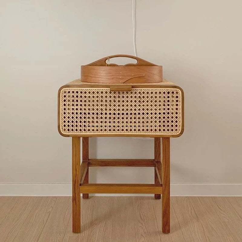 Rattan & Wood Nightstand
