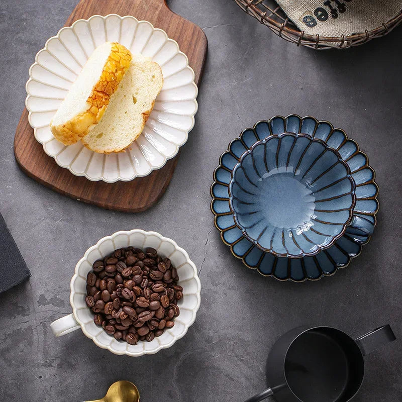 Fluted Ceramic Teacup & Saucer